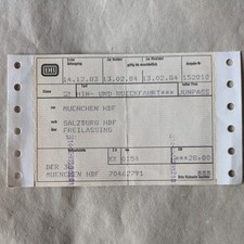 Fahrkarte, DB, München - Salzburg, 1984