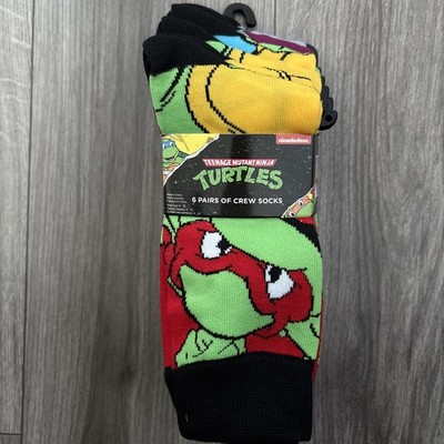 Teenage Mutant Ninja Turtles TMNT 6 PAIRS CREW SOCKS Fits Shoe Size 6-12 NEW NWT