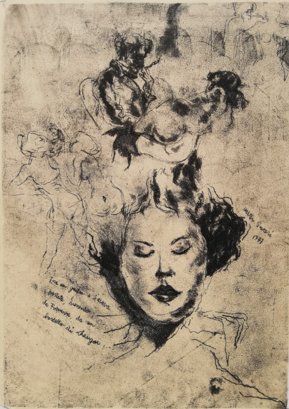 WALTER PLEASI: Rare engraving cm. 64x44 Signed, Dated, Titled. GREAT!!!