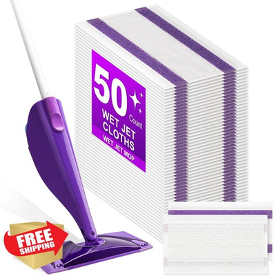 #ad Wet Jet Mop Pads 50 Count Disposable Multi Surface Absorbent Refills $34.99