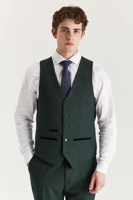 Herren grün Prince of Wales Karo Anzug Weste maßgeschneiderte Passform Paul Andrew