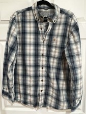 NWOT Carhartt Sz M L. Sleeve Button Down Plaid Shirt Relaxed Fit Casual Western