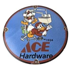 Vintage Ace Hardware Sign - Donald Duck Walt Disney Gas Pump Porcelain Sign