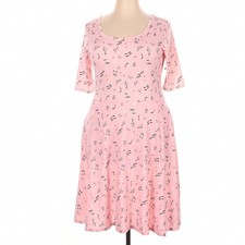 LuLaRoe Womens Dress Size 2XL Nicole Pink Music Teacher Skater Pockets XXL NWT