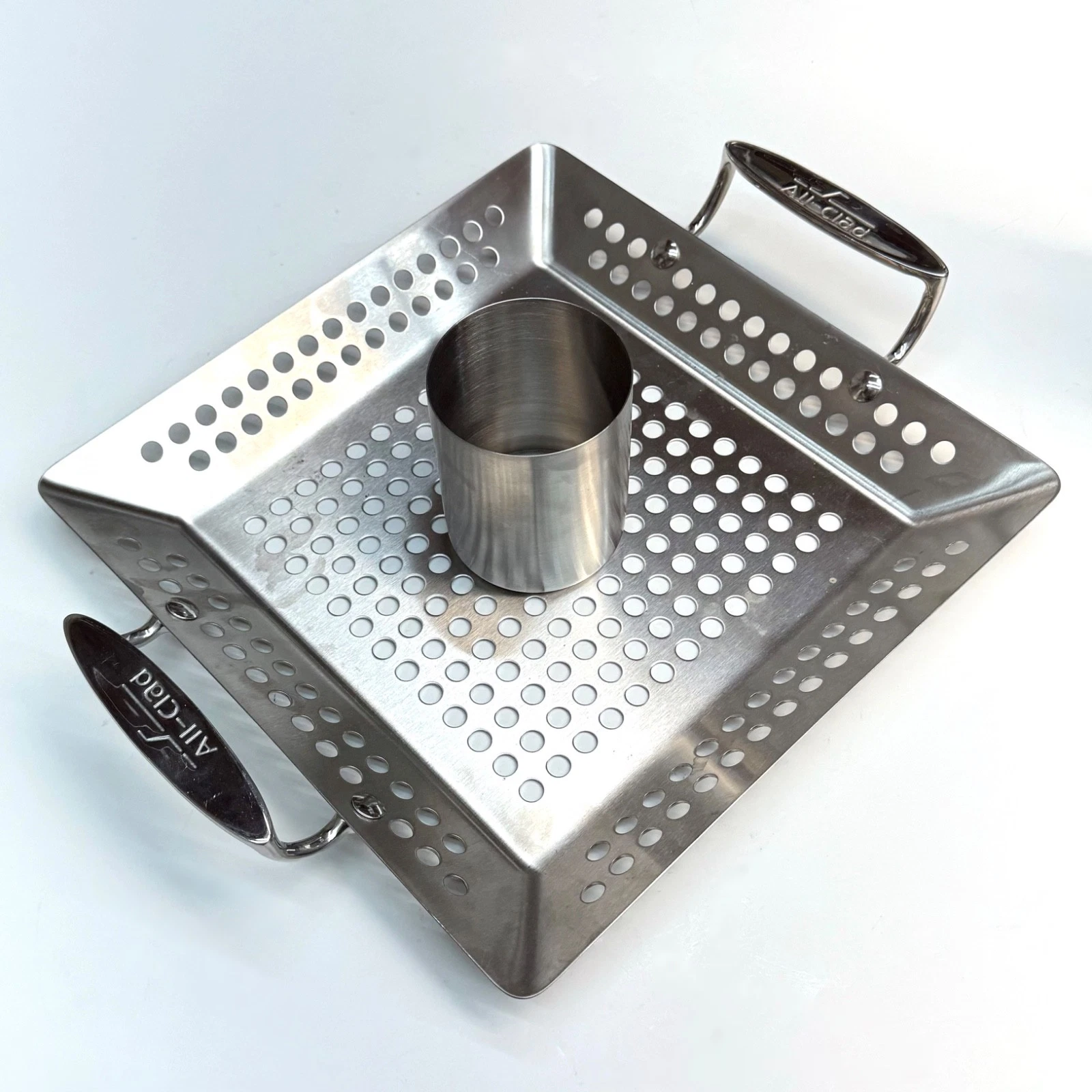 All-Clad Stainless-Steel Outdoor Roasting Pan Beer Can Chicken, 11" Sq.