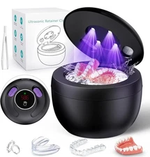 Upgraded Ultrasonic Retainer Cleaner Machine, 45kHz Ultrasonic Dentures Cleaner
