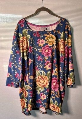 Ulla Popken/Von Landen Square Neck Floral Top Plus Size 24/26