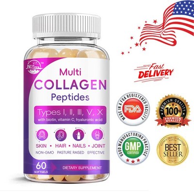 Premium Collagen Peptides with Biotin Hydrolyzed Anti-Aging (Types I,II,III,V,X)