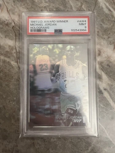 1991 Upper Deck Basketball Michael Jordan Hologram card# AW4 graded PSA 9 MINT