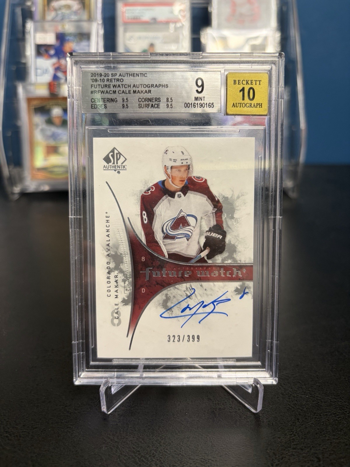 19-20 SP Authentic Cale Makar Retro Future Watch Auto /399 BGS 9 Auto 10