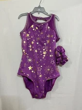 New Justice Girls Blue Dance Gymnastics Leotard & Scrunchie Purple Star Many sz