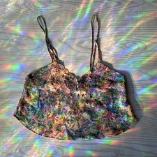 Vtg Victoria's Secret Gold Label Floral Camisole Cami Top Pink Green Lace Sz P