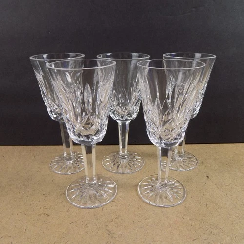 5 Waterford Lismore Crystal Sherry Glasses 5-1/8" Tall VGC Vintage Ireland