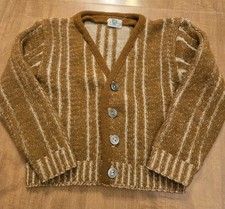 Vintage 70's Brown Montgomery Wards Size 12 Months Baby Toddler Sweater Cardigan