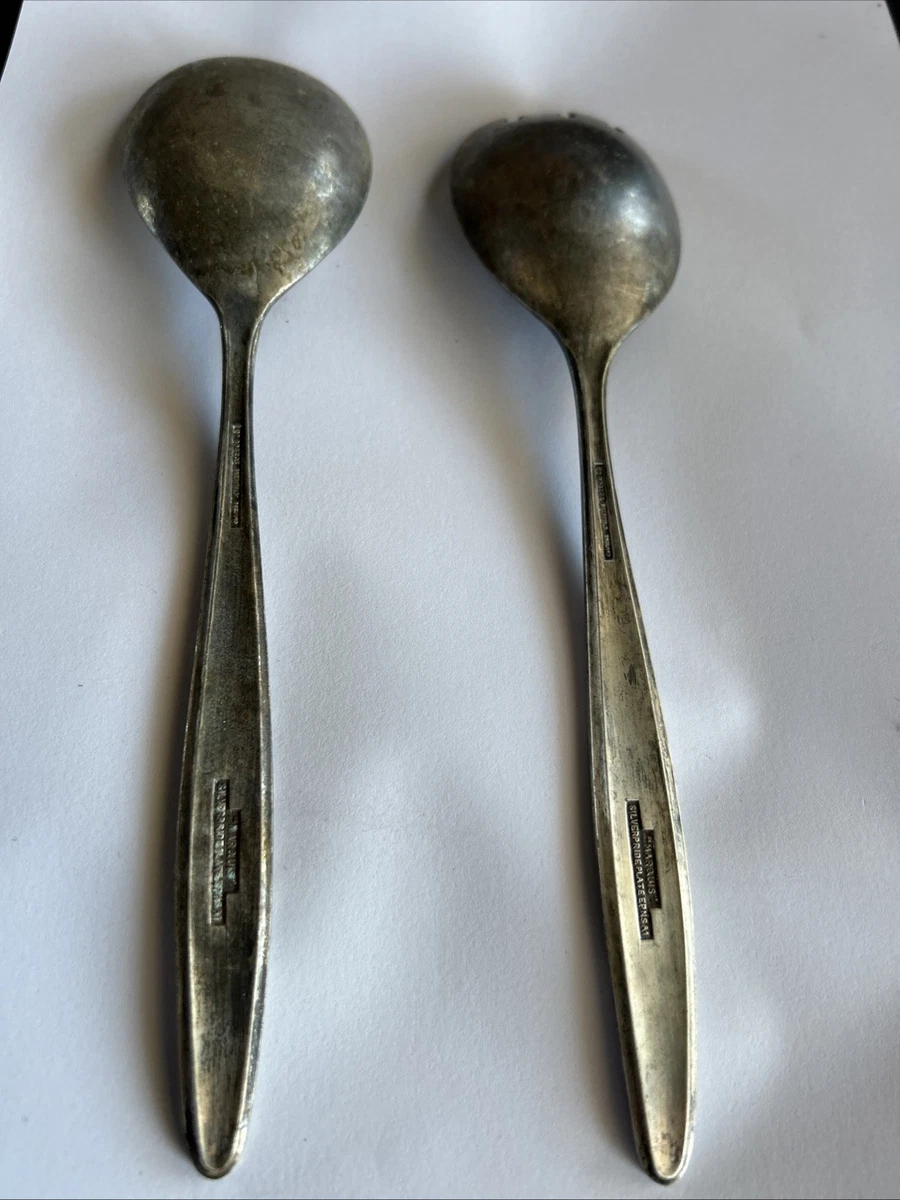 Salad Spoons Marquis Sheffield Silver Played Vintage antique Rose Pattern