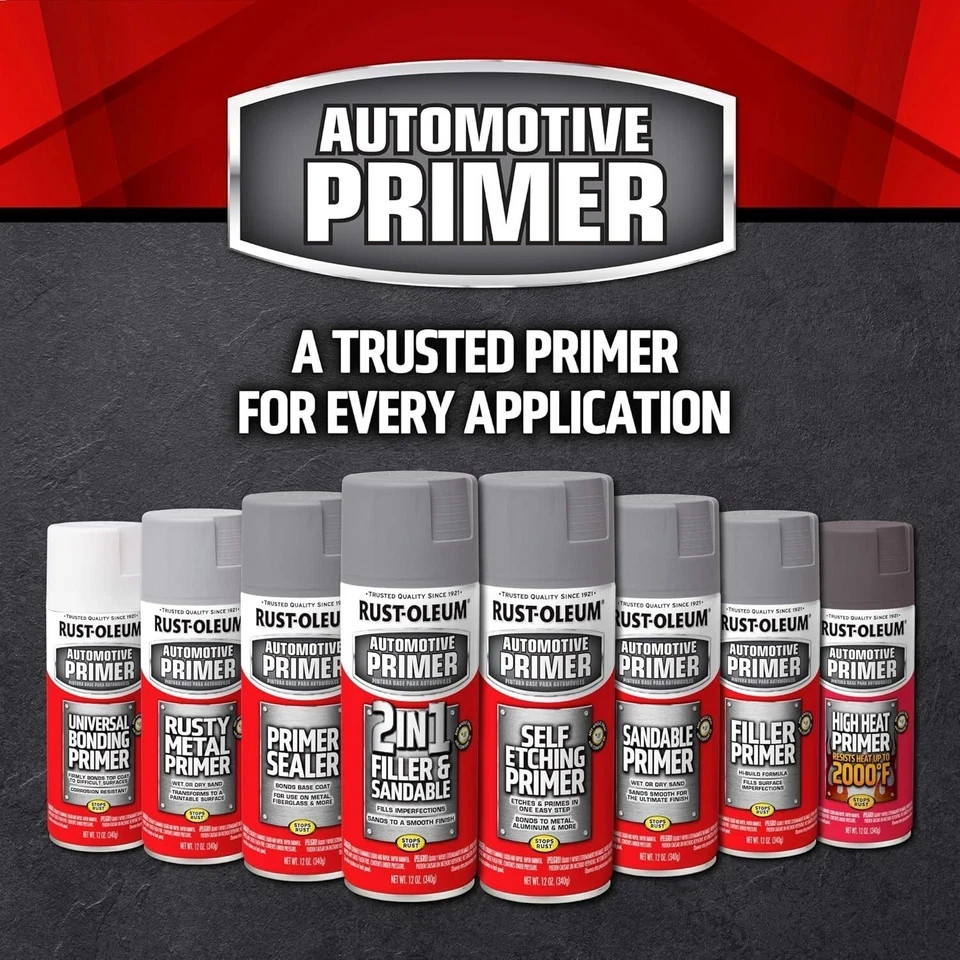 1 Pack Rust-Oleum 249415 Automotive Sandable Primer Spray, 12 Oz, Gray