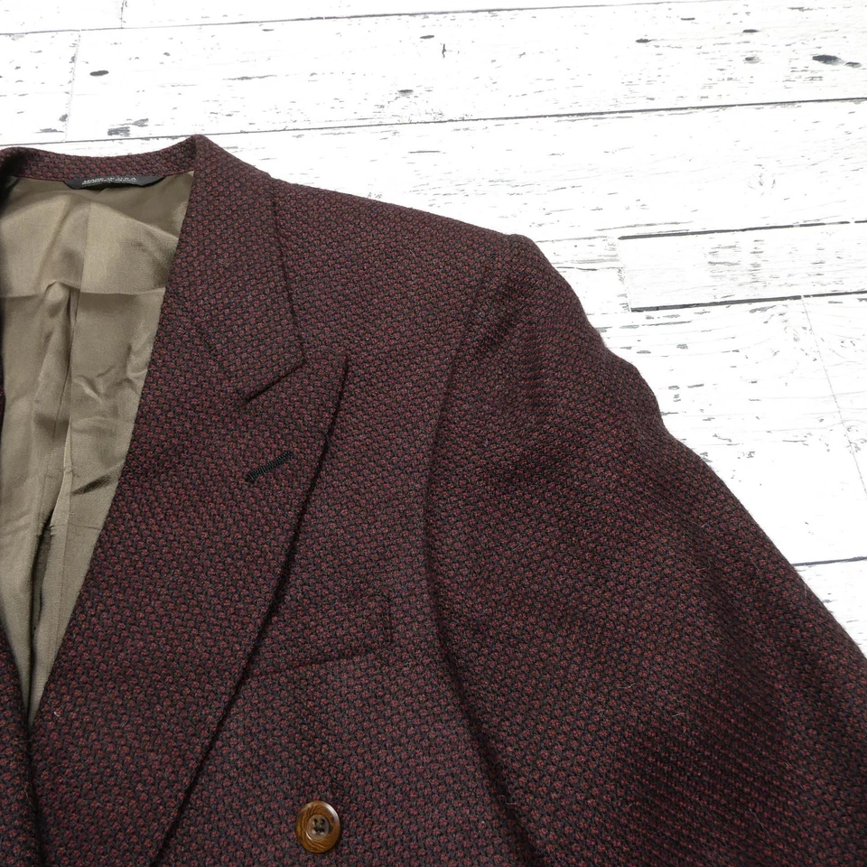 Blazer DE COLECCIÓN America Perry Ellis Para Hombres 36R Lana Borgoña Doble Pecho Años 90 Foto 2 de 4