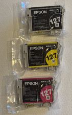 Genuine Epson 127 DURABrite Ultra Ink Cartridges - Black, Yellow, Magenta 3-Pac