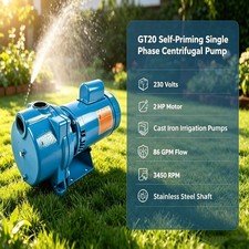 GT20 Self-Priming Centrifugal Pump 230 Volts 2 HP 60 HZ 3450 RPM Single Phase