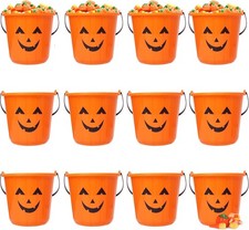 Halloween Pumpkin Trick Treat Buckets, 12 pcs Halloween Jack O Lantern Pails,