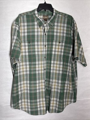 C.E. Schmidt Workwear Men's Plaid Long Sleeve Cotton Button Down 2XL Green
