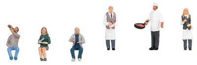 Faller 151704 HO Scale Waiters and Restaurant Visitors -- pkg(6)