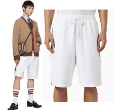 1800 RARE GUCCI SHORTS WHITE GG COTTON TERRYCLOTH DRAWSTRING WEB STRIPE XL