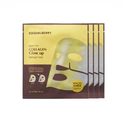 EQQUALBERRY Kollagen Leuchten Hydrogel Maske Set [4 Blatt] *UK-VERKÄUFER*