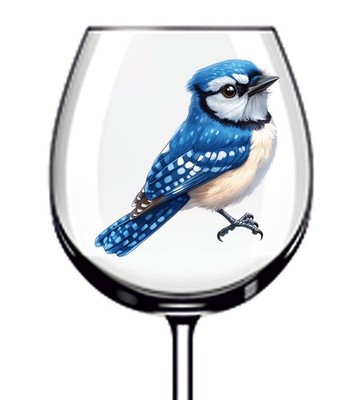 12x Muttertag Blau Eichelhäher Vogel UV DTF Aufkleber Becher Weinglas Flasche iPad