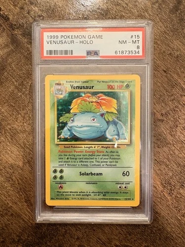Pokémon Venusaur 15/102 Base Set Holo Rare 1999 English PSA 8