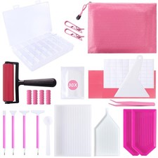 LYMUSUMI 61PCS 5D Diamonds Art Accessories and Tools Kits with Diamond pink