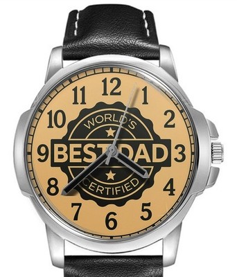 Armbanduhr Weltbester Papa Vatertag Geschenk Lederband großes Zifferblatt