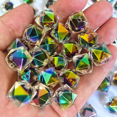 Mixed Lots Shiny AB Color Acrylic Faceted Cube Bead DIY Beading Hairband Bracele