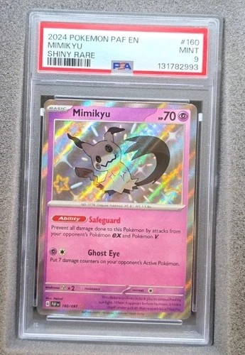 POKEMON CARD MIMIKYU SHINY RARE 160 PALDEAN FATES PAF EN #160 GRADED PSA 9 MINT