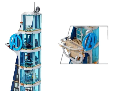 MOC Avengers - Juego de construcción de fuerzas en torre / 685 piezas y 7 figuras