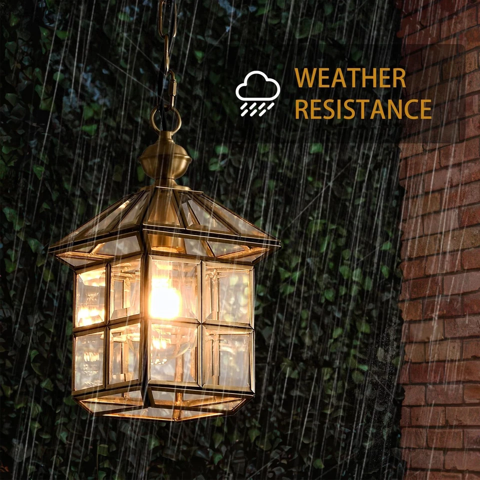 Mi Copper Brass Outdoor Pendant Light 12.6in Exterior Lantern Hanging Light F... - Image 2 of 4