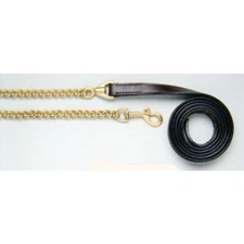 Show Halter Leather Lead Line Shank - 3/4" Leather with 20" Brass Chain