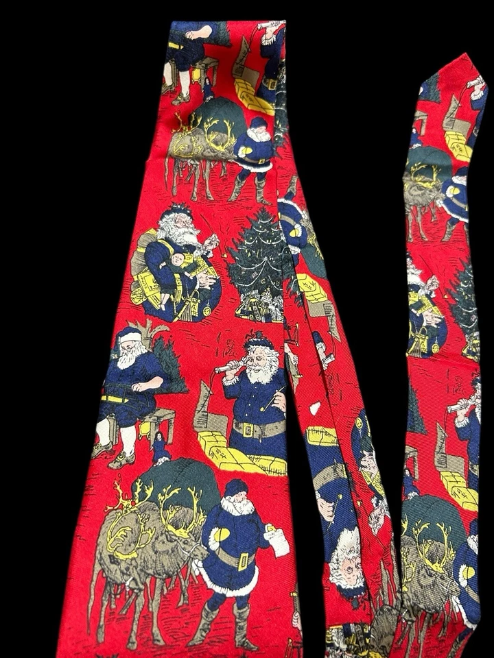 Corbata de cuello de Navidad de Papá Noel con caña de ferrón para hombre roja 54” de longitud Foto 4 de 4