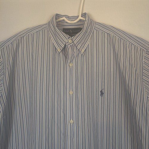 Ralph Lauren Hombre Abotonado Grande Manga Larga Rayas Azul  - Imagen 2 de 11