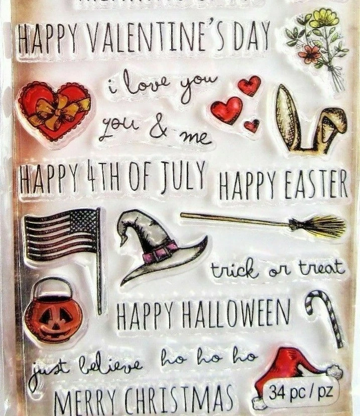 Набор прозрачных марок Things Talk Holiday Sayings от Tim Holtz HC014 НОВЫЕ! - Изображение 3 из 3