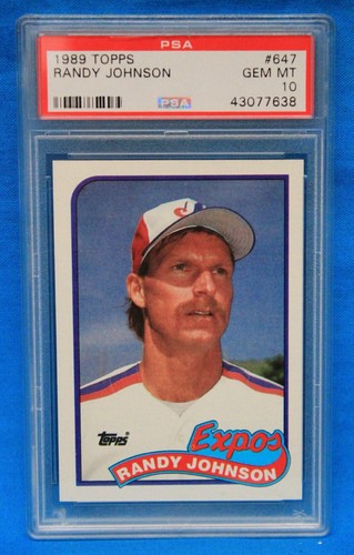 1989 TOPPS # 647 Randy Johnson RC PSA 10 GEM MT # 43077638  MONTREAL EXPOS !!! - Picture 1 of 2