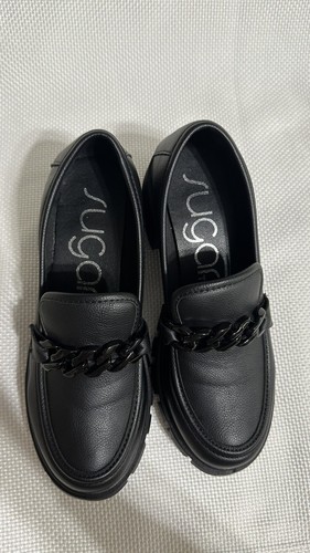 Sugar Lyrics Chain Moc Loafers Sz 7,5M, 2" Heel, Gently Used, No Box - Picture 6 of 8