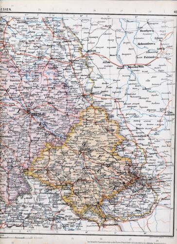 Schlesien Śląsk 1930 orig Atlaskarte Breslau Görlitz Hirschberg Hoyerswerda Nysa