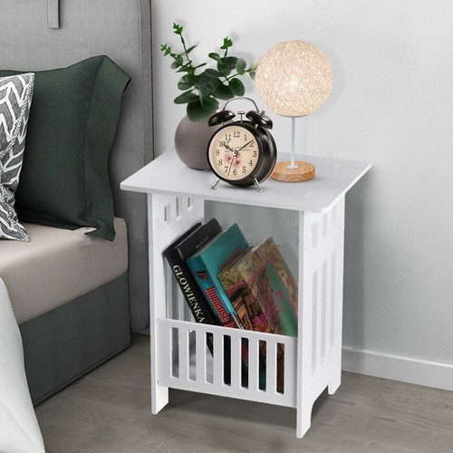White Bedside Table Cabinet Nightstand Small Side End Table Storage Organizer UK - Picture 3 of 14