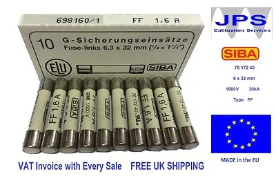 SIBA 70 172 40 1.6A Fuse Ultra Rapid FF1.6A 1000V DMM 7017240 x1/2/5/10 JPSF088z