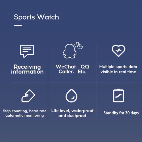 Waterproof Smart Watch Men Women Heart Rate Step Fitness Tracker For iOS Android - Zdjęcie 5 z 21