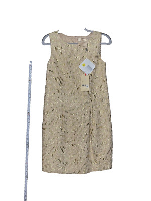 Erika Cavallini Women's Gold Sleeveless Shift Dress Size 42 NWT