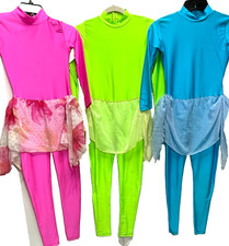 Bal Togs unitard with mock turtleneck, silky with a chiffon skirt, chiton style.