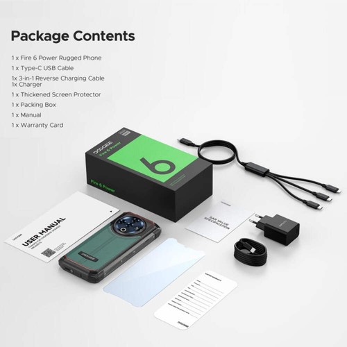 DOOGEE Fire 6 Power Rugged Phone 15500mAh Battery 20GB+256GB Android 14 - Afbeelding 9 van 14