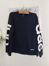 Adidas Essential Black Signature Sweatshirt Black Womens Sz Medium